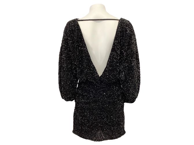 BA&SH Schwarzes scharlachrotes Pailletten-Minikleid - Ansicht 3