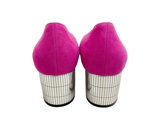 Bally Pink Suede Emily Pumps With Silver Block Heel - view 5