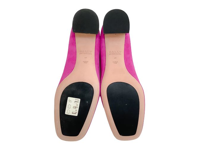 Bally Pink Suede Emily Pumps With Silver Block Heel - view 7