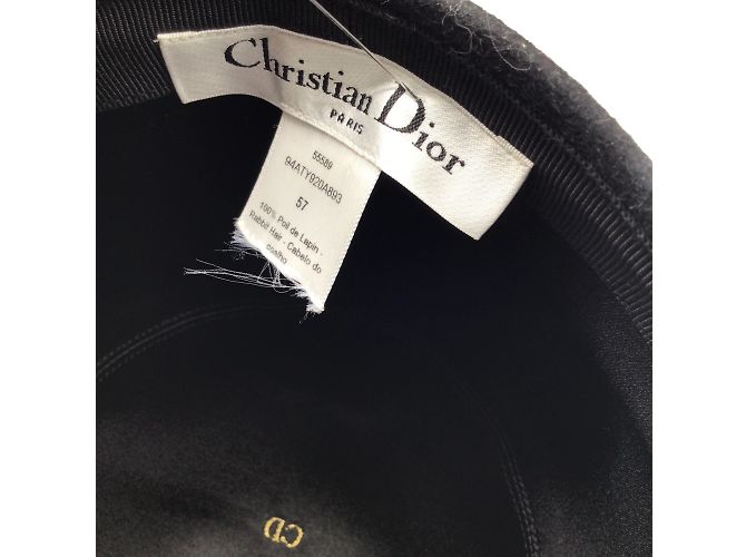 Christian Dior Arty Tulpenkappe aus schwarzem Filz / Hut - Ansicht 10
