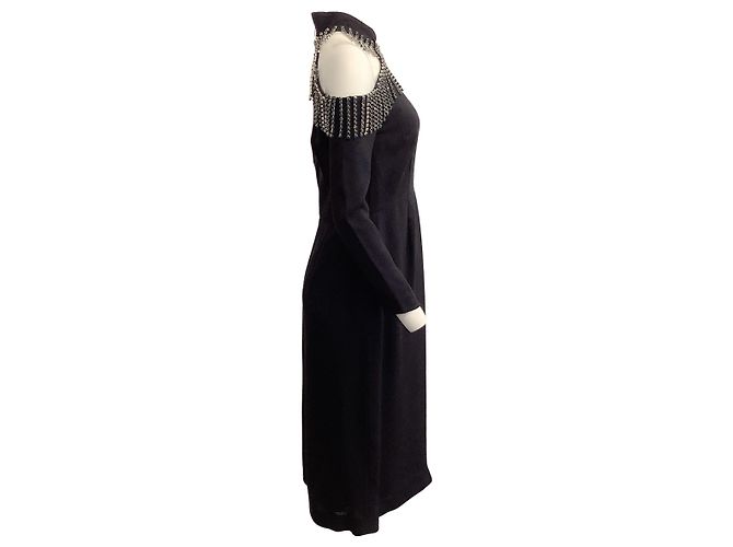 Christopher Kane Navy Blue Cold Shoulder Crystal Embellished Cocktail Dress - view 2