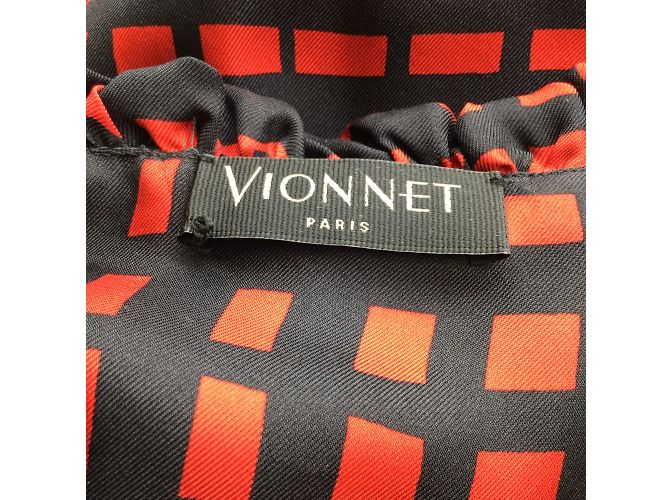 Vionnet Paris Blusa de seda de manga larga roja y negra - vista 4
