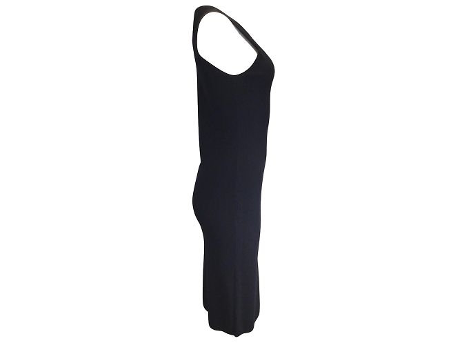 Helmut Lang vestido midi preto sem mangas canelado pára-quedas - vista 2