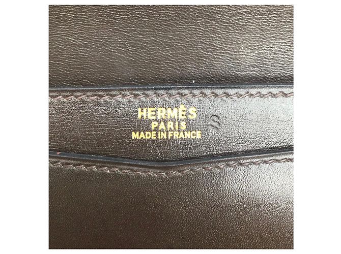 Hermès Pochette Hermes Faco Box in pelle marrone - vista 6