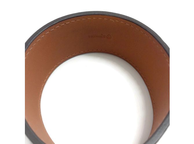 Silk In Hermès Green / Brown Petit H Silk Leather Bracelet - view 4