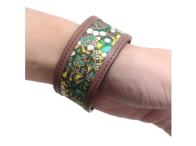 Silk In Hermès Green / Brown Petit H Silk Leather Bracelet - view 7