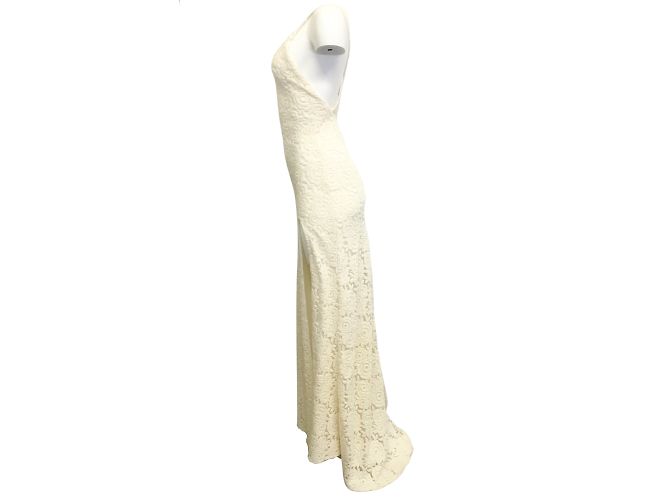 Vestido Maxi Casual Redemption Ivory Renda Aberta nas Costas Cru - vista 2