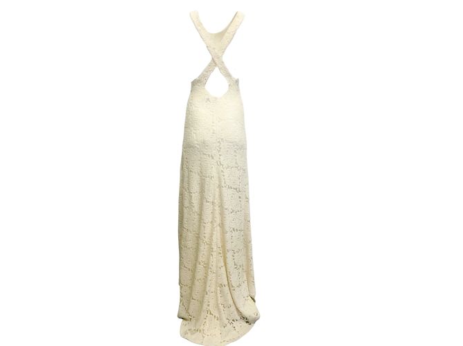Vestido Maxi Casual Redemption Ivory Renda Aberta nas Costas Cru - vista 3