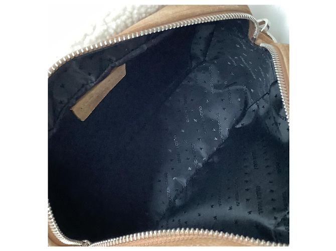 Golden Goose Deluxe Brand Borsa a tracolla con stella in camoscio marrone chiaro e shearling - vista 7