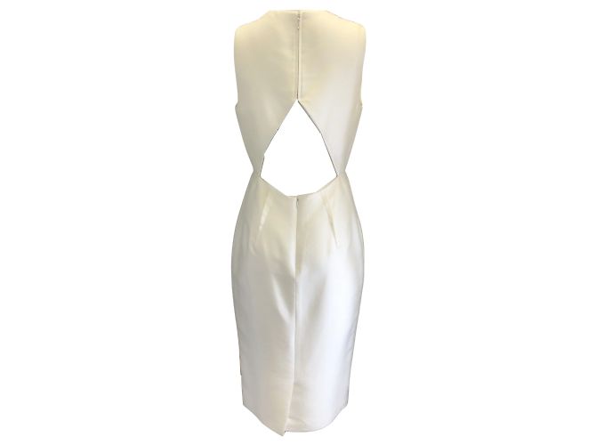 Thomas Wylde Ivory / Vestido midi de seda com detalhe de lua crescente prateada sem mangas - vista 3