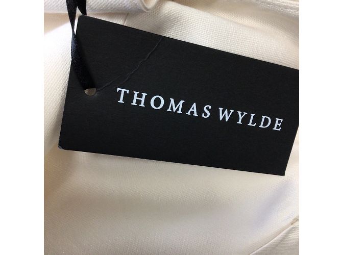 Thomas Wylde Ivory / Vestido midi de seda com detalhe de lua crescente prateada sem mangas - vista 5