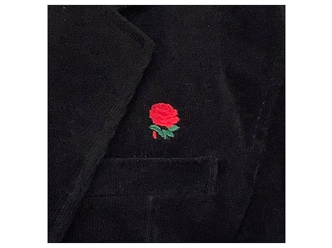 Blazer de pana negra Undercover con rosa bordada - vista 4
