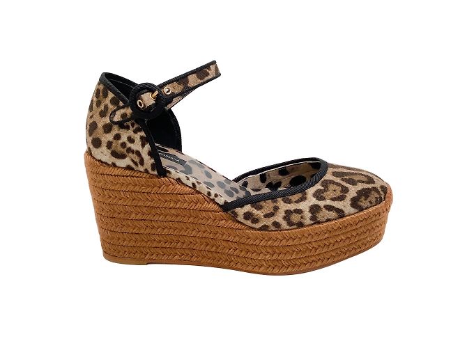 Zeppe espadrillas leopardate marroni di Dolce & Gabbana - vista 2