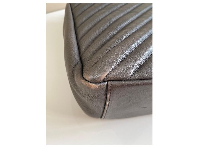 Borsa Saint Laurent College Grigia Chevron Pelle Trapuntata Monogramma Grigio - vista 10