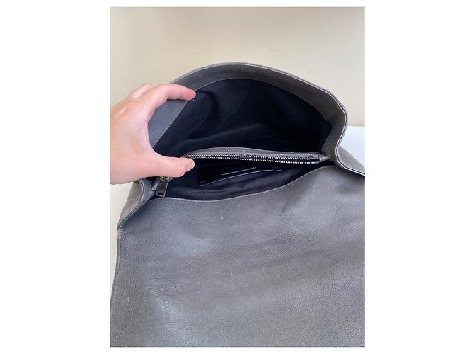Borsa Saint Laurent College Grigia Chevron Pelle Trapuntata Monogramma Grigio - vista 13