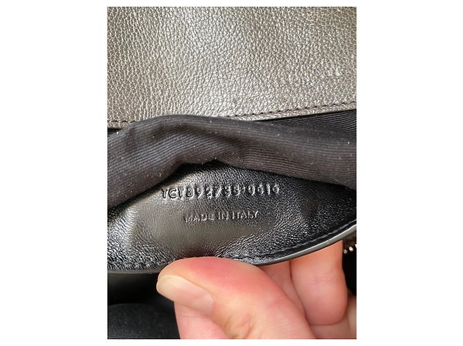 Borsa Saint Laurent College Grigia Chevron Pelle Trapuntata Monogramma Grigio - vista 17