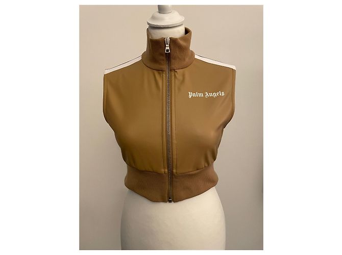 Chaleco corto Palm Angels de polipiel beige - vista 4