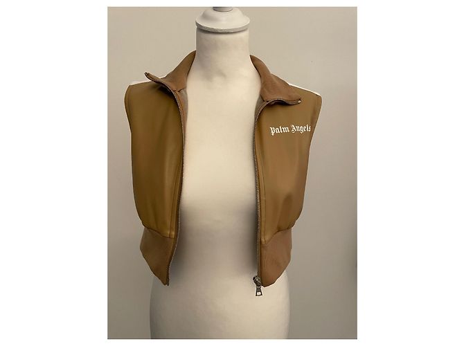 Chaleco corto Palm Angels de polipiel beige - vista 6
