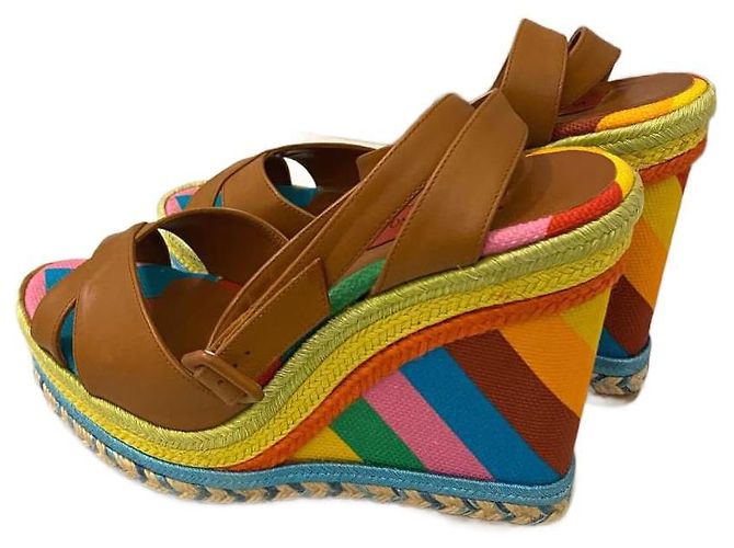 Sandali con zeppa multicolore Valentino Garavani Senape - vista 2