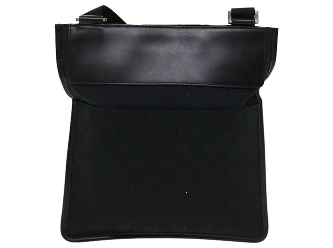 Borsa a tracolla piatta in tela GG GUCCI nera 0348 Auth ki2992 Nero - vista 2