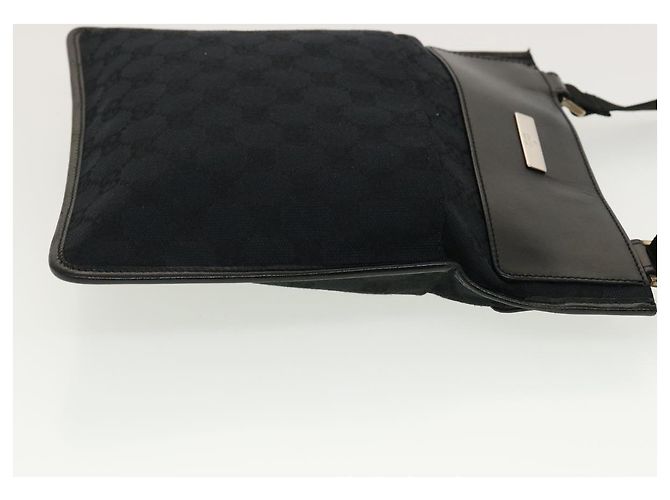 Borsa a tracolla piatta in tela GG GUCCI nera 0348 Auth ki2992 Nero - vista 4