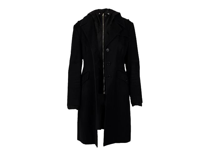 Abrigo Miu Miu con capucha con cremallera Negro - vista 3