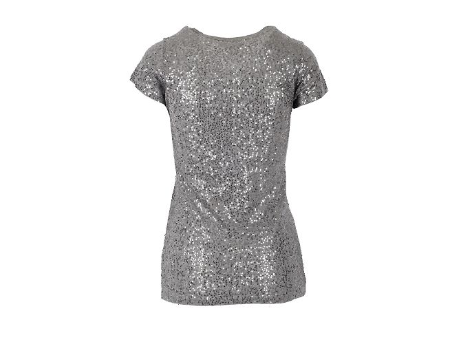 Camiseta de lentejuelas DKNY de algodón gris - vista 2