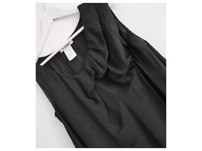 OTOÑO de Chloé 2007 Vestido de panel mixto de gasa de seda negra Negro - vista 2