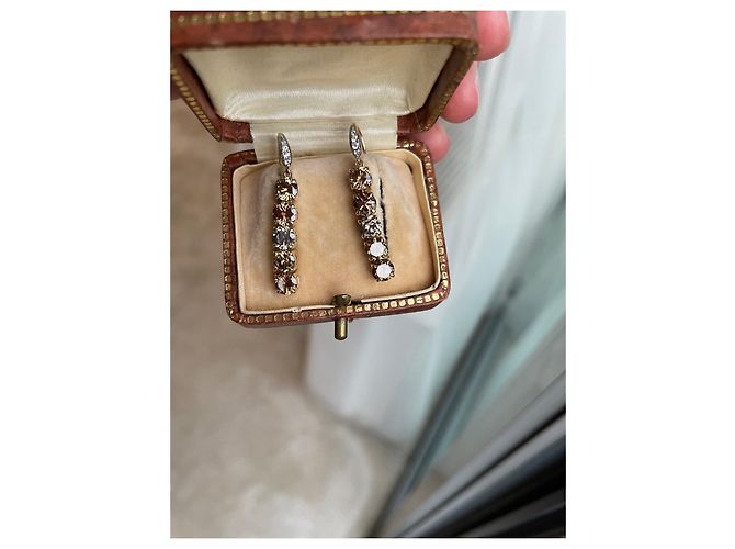 Autre Marque Ohrringe mit bunten Diamanten 14k Gold Mehrfarben - Ansicht 2