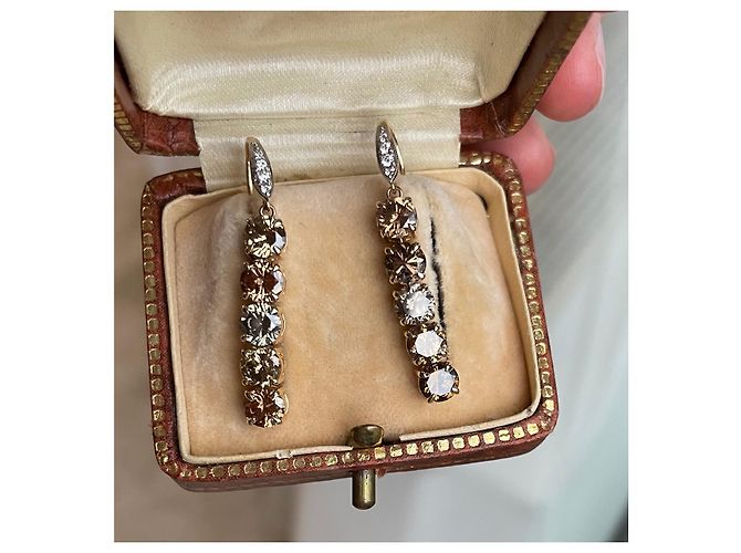 Autre Marque Ohrringe mit bunten Diamanten 14k Gold Mehrfarben - Ansicht 4