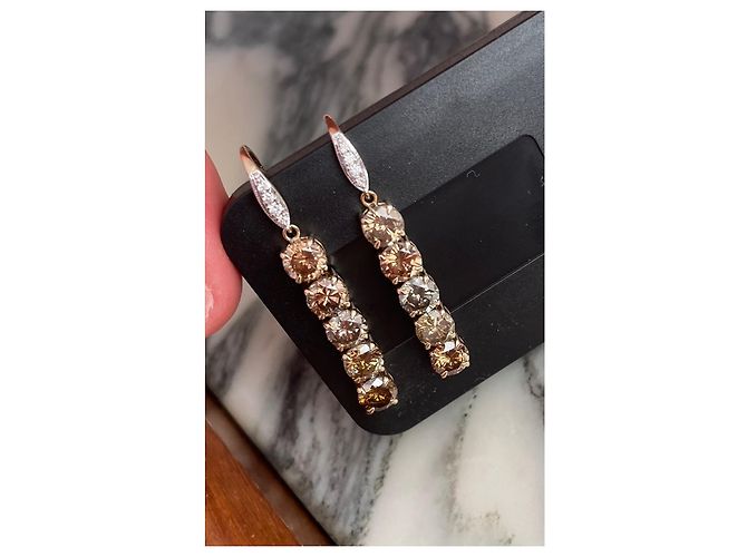 Autre Marque Ohrringe mit bunten Diamanten 14k Gold Mehrfarben - Ansicht 5
