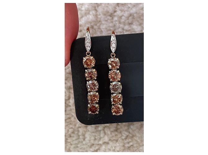 Autre Marque Ohrringe mit bunten Diamanten 14k Gold Mehrfarben - Ansicht 6