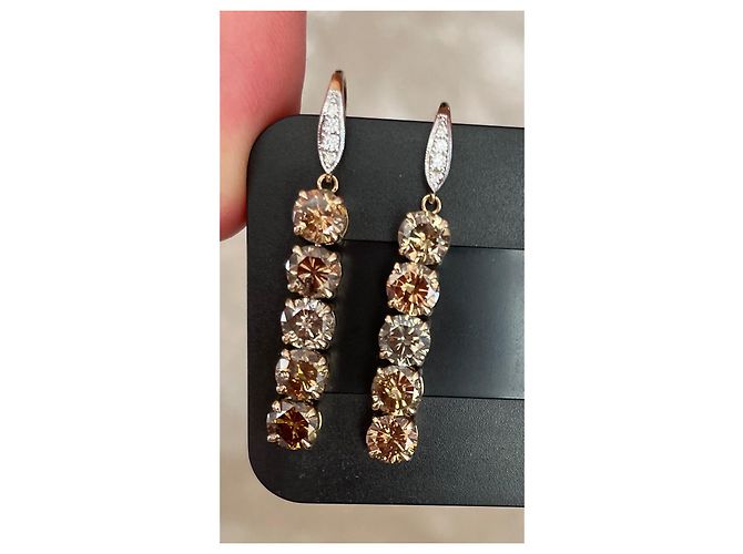 Autre Marque Ohrringe mit bunten Diamanten 14k Gold Mehrfarben - Ansicht 8