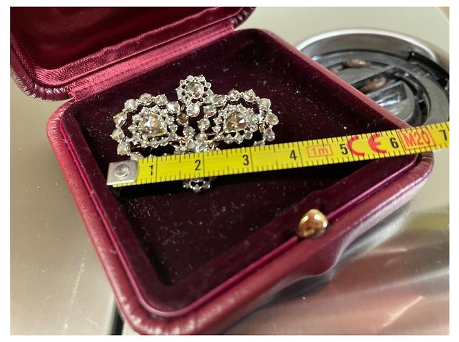Autre Marque Broche de diamantes lapidação rosa em ouro branco e prata - vista 4