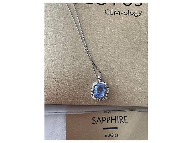 Autre Marque Collana di zaffiri celesti e diamanti 6.95 carati - vista 8