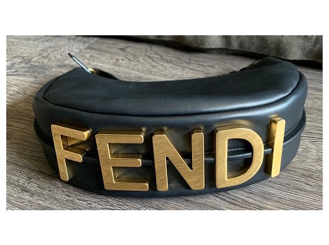 Borsa hobo Fendi Fendigraphy in pelle nera Nero - vista 4