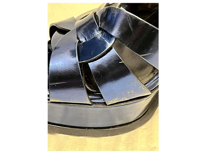Yves Saint Laurent Sandali YSL Tribute di colore blu metallizzato Metallico - vista 8
