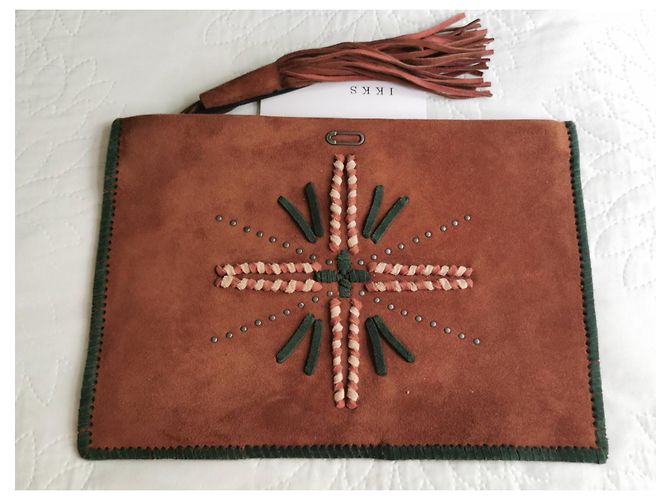 Maxi Pochette Ikks in Pelle Marrone - vista 5