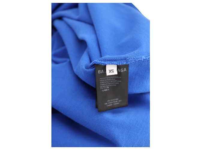 Everyday Balenciaga Back Logo Rundhals-T-Shirt aus blauer Baumwolle - Ansicht 5