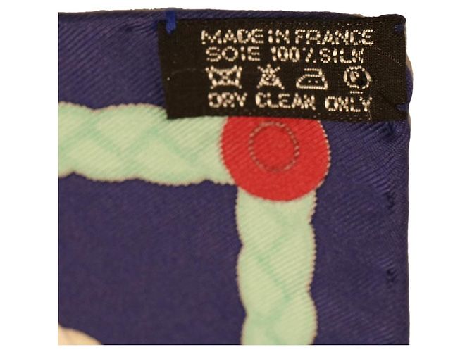 Hermès HERMES CARRE 90 Sciarpa Les cannes Seta Blu Auth 42853 - vista 8
