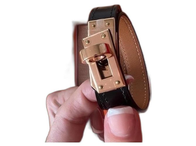 Bracciale Hermès Kelly in pelle nera T2 Nero - vista 2