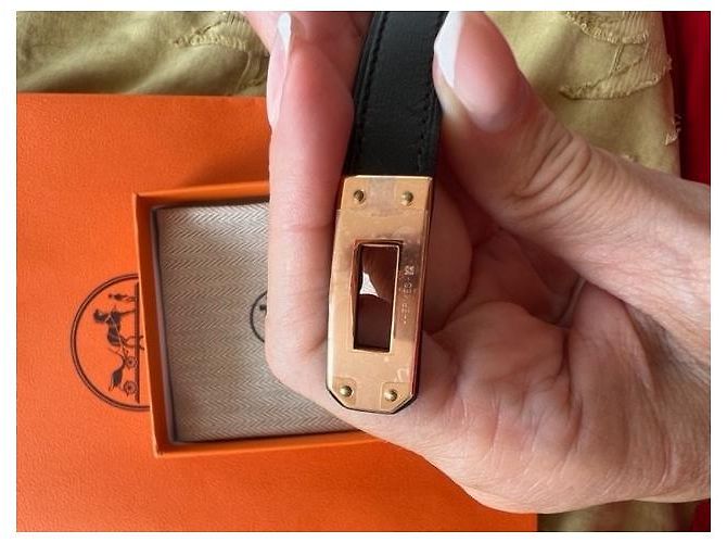 Bracciale Hermès Kelly in pelle nera T2 Nero - vista 6