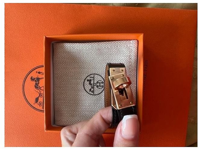 Bracciale Hermès Kelly in pelle nera T2 Nero - vista 8