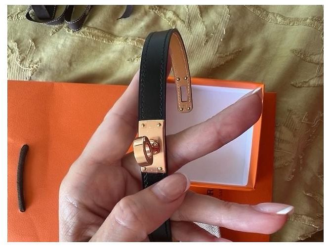 Bracciale Hermès Kelly in pelle nera T2 Nero - vista 9