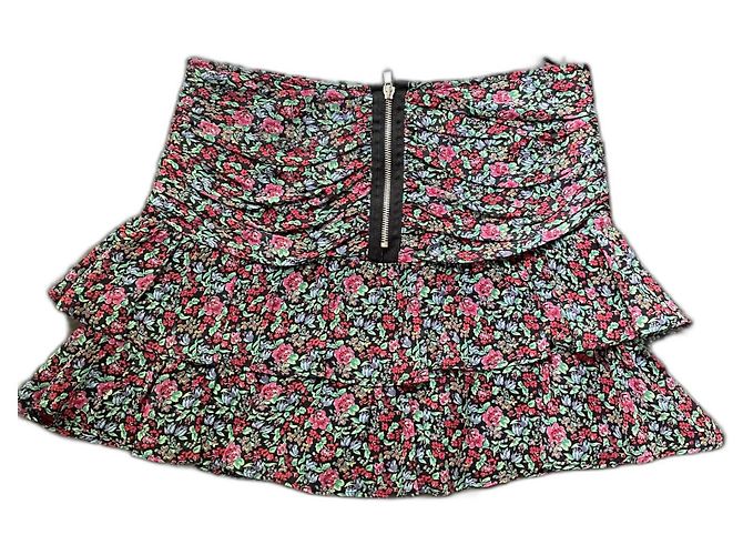 Falda Pinko de seda con estampado floral negro Multicolor - vista 2
