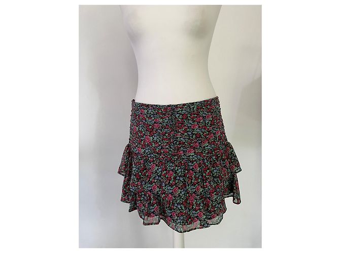 Falda Pinko de seda con estampado floral negro Multicolor - vista 6