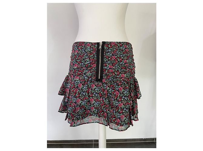 Falda Pinko de seda con estampado floral negro Multicolor - vista 7