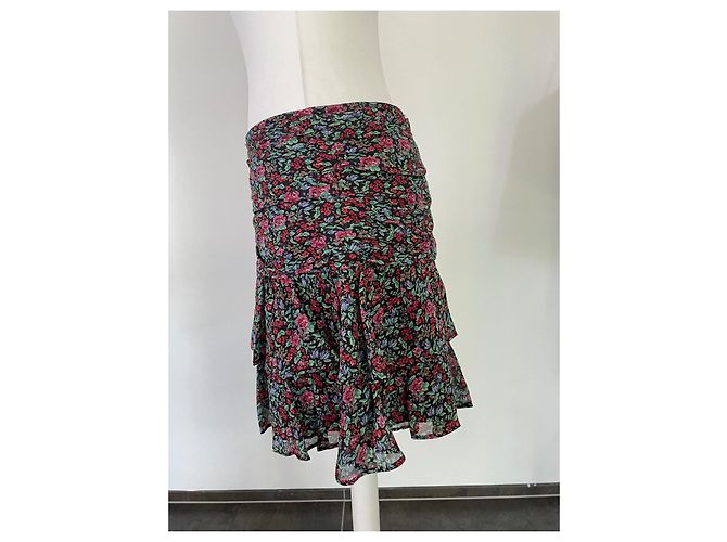 Falda Pinko de seda con estampado floral negro Multicolor - vista 8