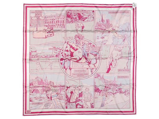 Hermès Hermes : Carré 90 linierte Seite mit der Aufschrift „Wow“ Mehrfarben - Ansicht 6