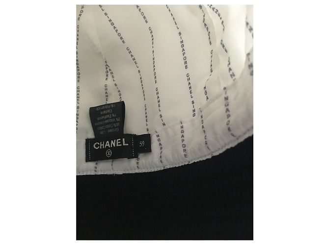 Chanel Fischerhut weiß und marineblau Baumwolle - Ansicht 3
